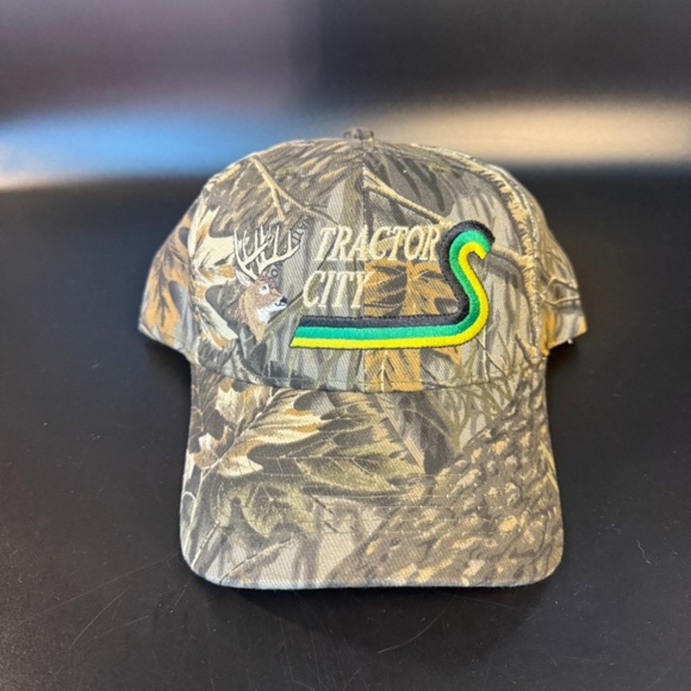 Baystone Tractor City Deer Camo Cotton Snapback Hat Mens OSFM